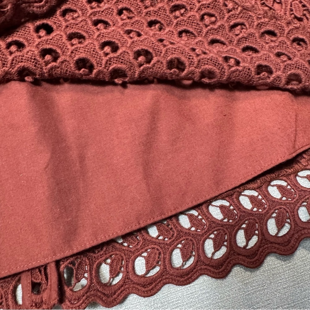 NWT New Ann Taylor Tulip Lace Cotton Burgundy Dress Size 10 - Picture 11 of 11